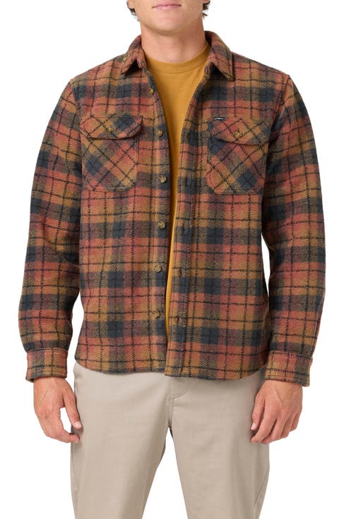 Outside Plaid Heavy Fleece Button-Up Overshirt