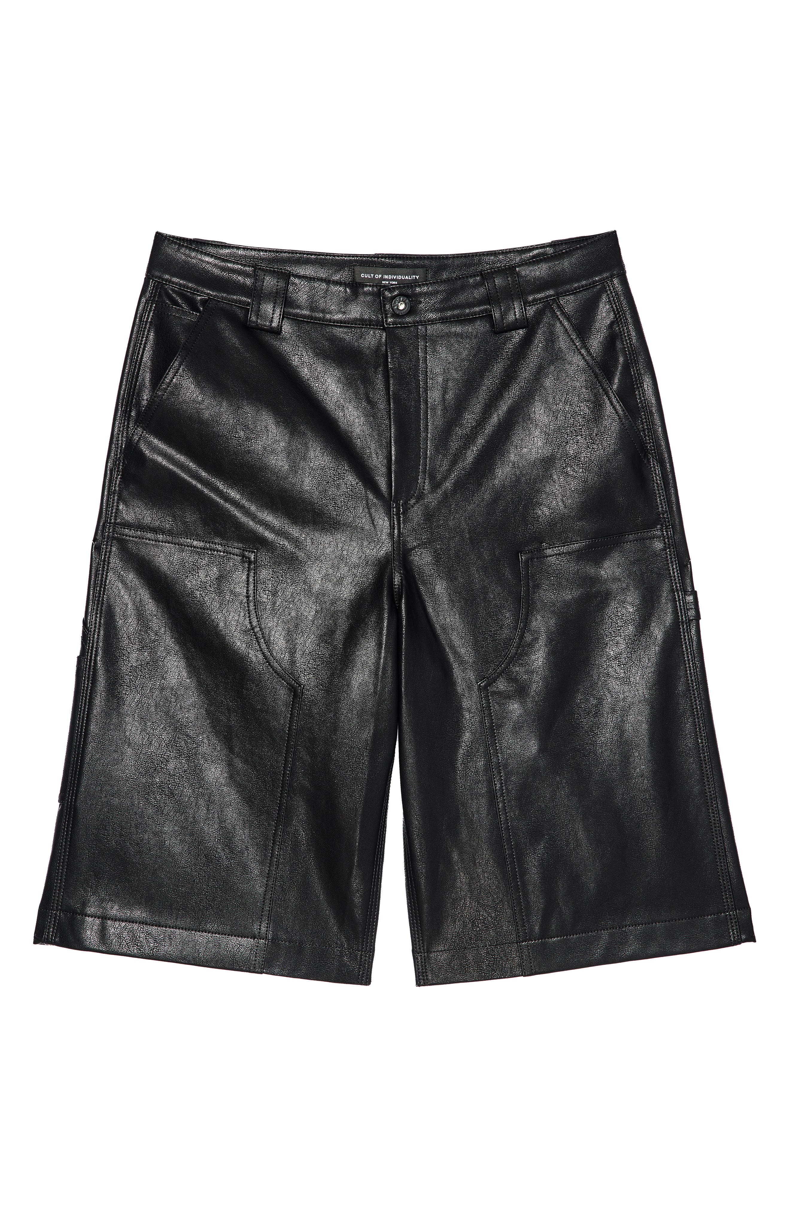 Cult of Individuality Y2K Baggy Faux Leather Shorts (Men) | Nordstrom