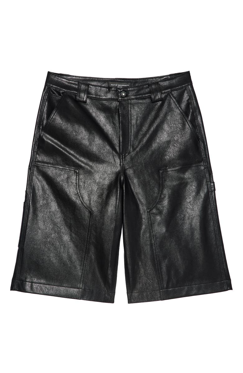 Cult of Individuality Y2K Baggy Faux Leather Shorts, Alternate, color, Black