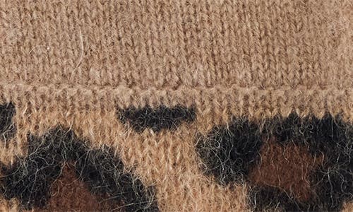 Bruno Magli Cashmere Leopard Gloves In Brown