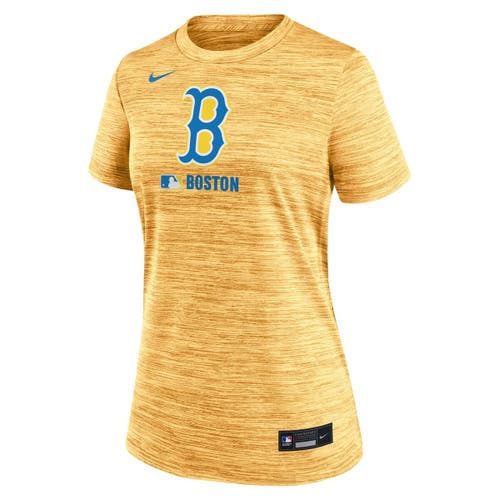 Nike Gold Boston Red Sox City Connect Authentic Collection Velocity Performance T-shirt In Yellow
