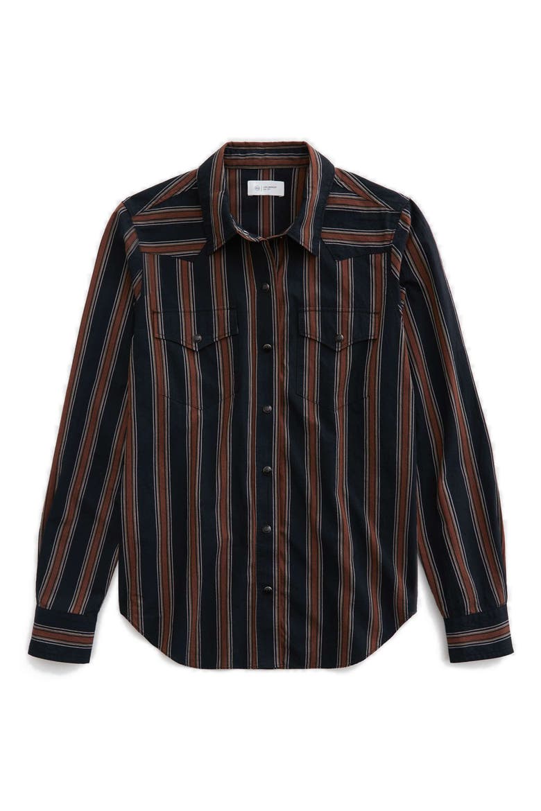 Melia Stripe Cotton Western Snap-Up Shirt, Alternate, color, BOLD STRIPE BLACK MULTI