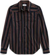 AG Melia Stripe Cotton Western Snap-Up Shirt