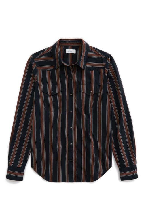 Ag Melia Stripe Cotton Western Snap-up Shirt In Black