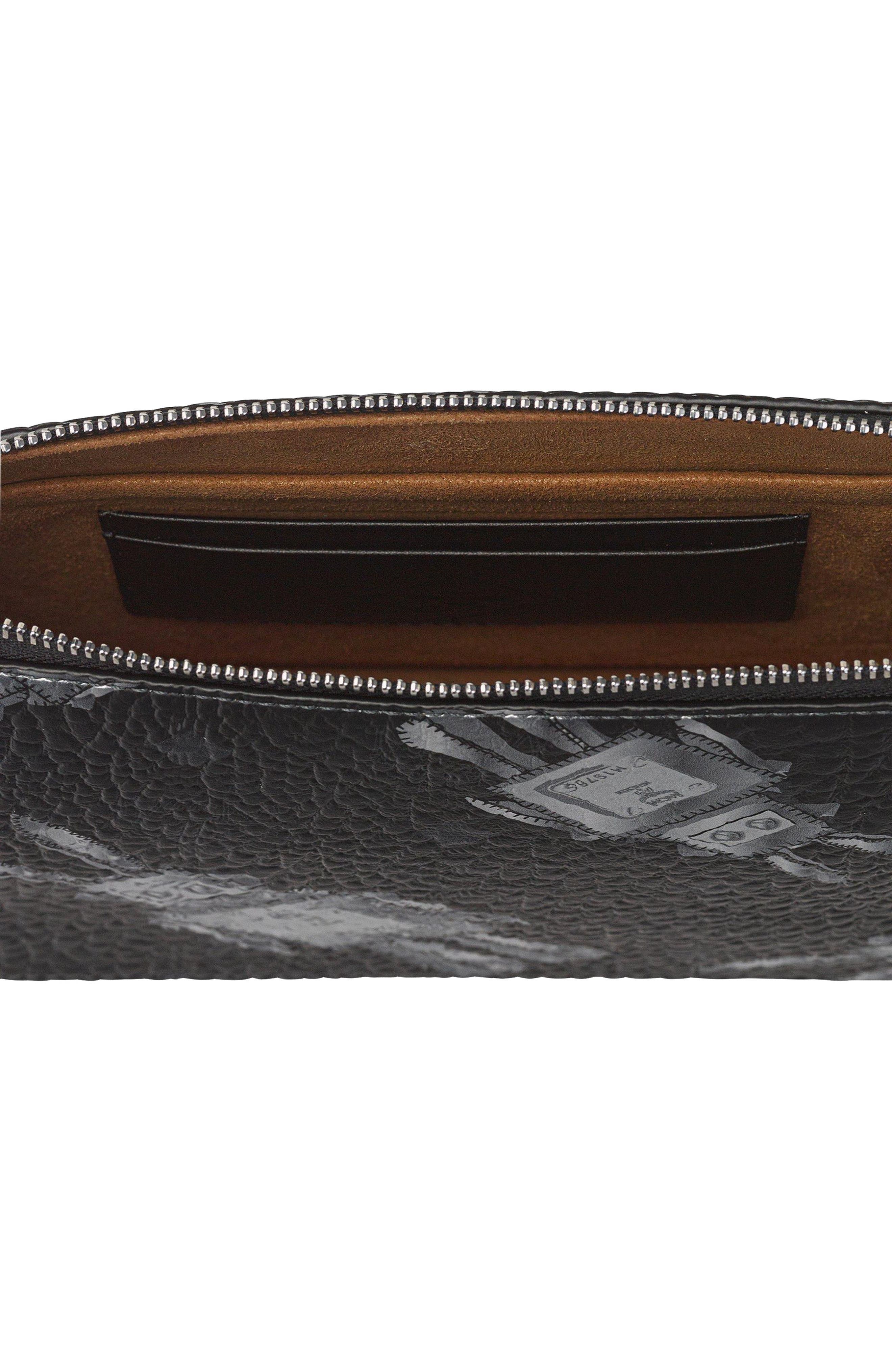 MCM Wristlet Standing Pouch w/ Chain Strap in Rabot Visetos, Alternate, color, Black