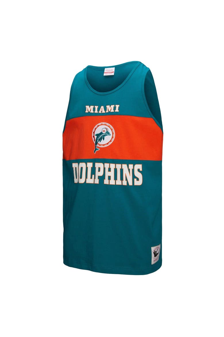 Men's Mitchell & Ness Aqua Miami Dolphins Retro Colorblock Tank Top, Alternate, color, Aqua