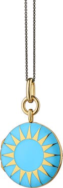 Monica Rich Kosann Locket x Color Sun Turquoise Enamel Round Locket Necklace