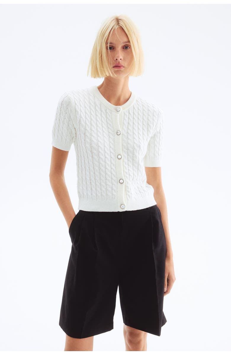 H&M Cable-knit Cardigan, Alternate, color, White