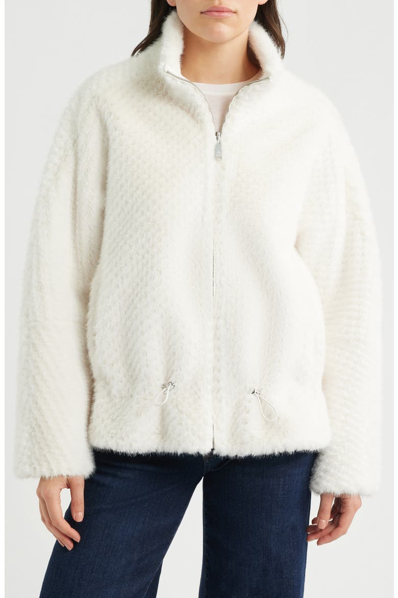 Reversible Peplum Faux Fur Jacket, Alternate, color, CREAM