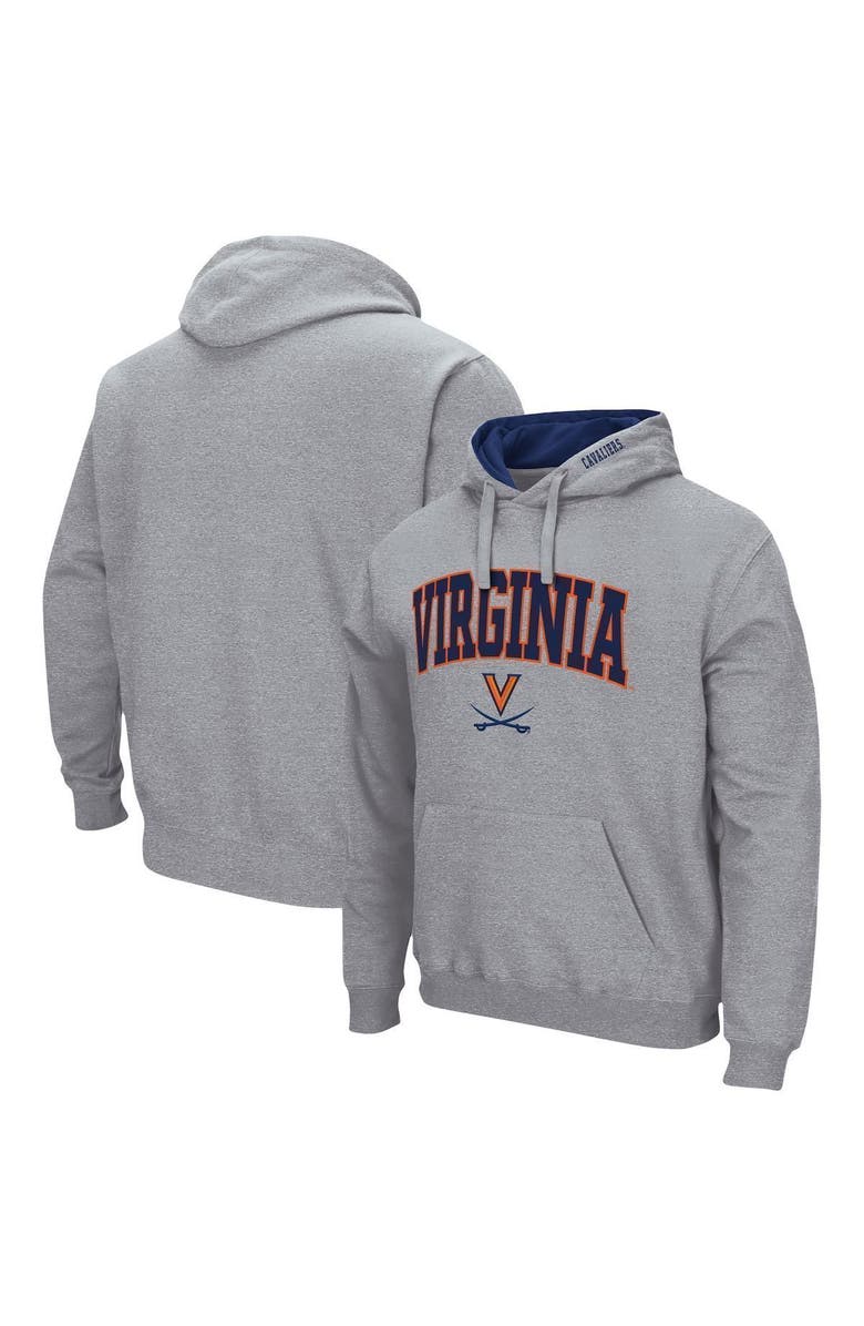 COLOSSEUM Men's Colosseum Heather Gray Virginia Cavaliers Arch & Logo 3.0 Pullover Hoodie, Alternate, color, Heather Gray