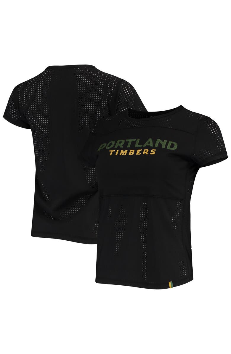 THE WILD COLLECTIVE Women's The Wild Collective Black Portland Timbers Mesh T-Shirt, Main, color, 