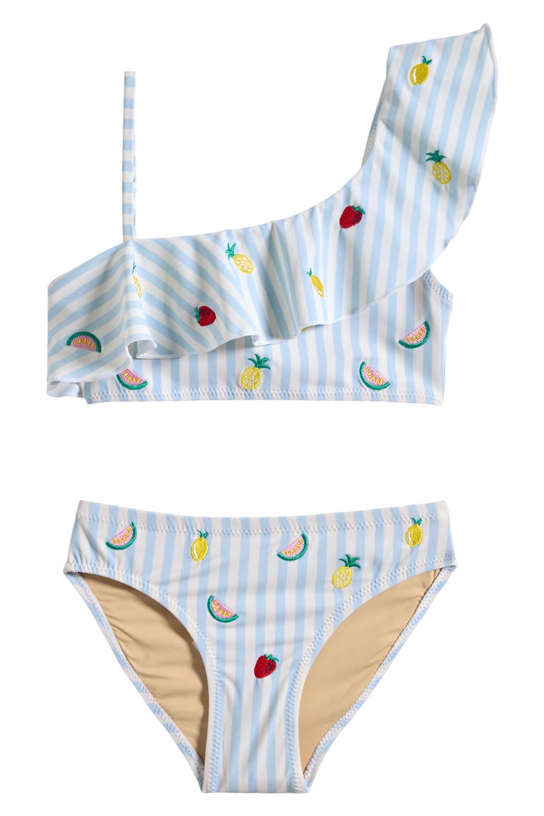 Kids' Embroidered Two-Piece Swimsuit, Main, color, BLUE