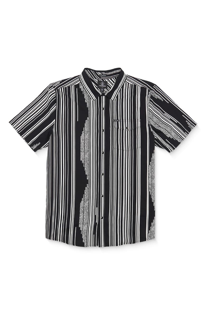 Volcom Lunarscape Classic Fit Stripe Short Sleeve Button-Up Shirt, Main, color, 