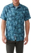Rodd & Gunn Destiny Bay Palm Tree Print Short Sleeve Linen Button-Up Shirt
