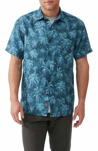 Rodd & Gunn Destiny Bay Palm Tree Print Short Sleeve Linen Button-Up Shirt