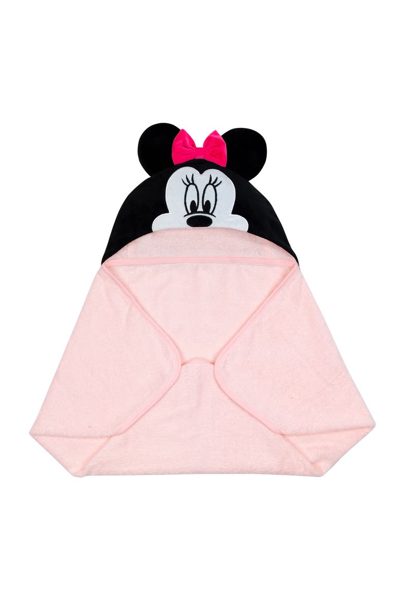 Disney Baby Minnie Mouse Cotton Hooded Baby Bath Towel, Alternate, color, Pink