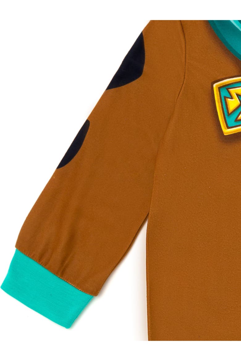 Scooby Doo Fleece Hooded One Piece Pajama, Alternate, color, Scooby Doo Brown