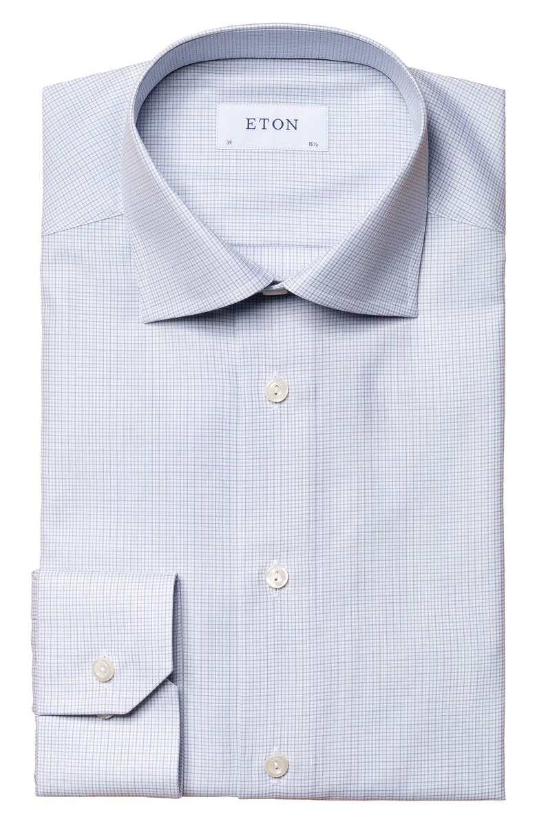 Eton Slim Fit Check Stretch Cotton Blend Dress Shirt, Alternate, color, 