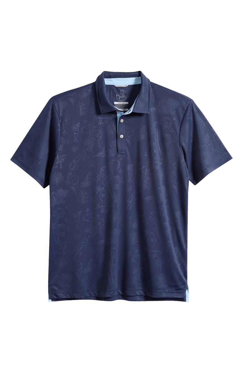 Swannies Clubhouse Icon Print Performance Golf Polo, Main, color, Navy