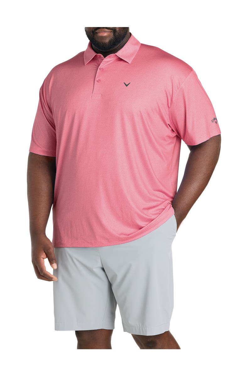 Callaway Big & Tall Geometric Heather Print Patterned Polo Shirt, Main, color, Dianthus