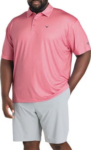 Callaway Big & Tall Geometric Heather Print Patterned Polo Shirt