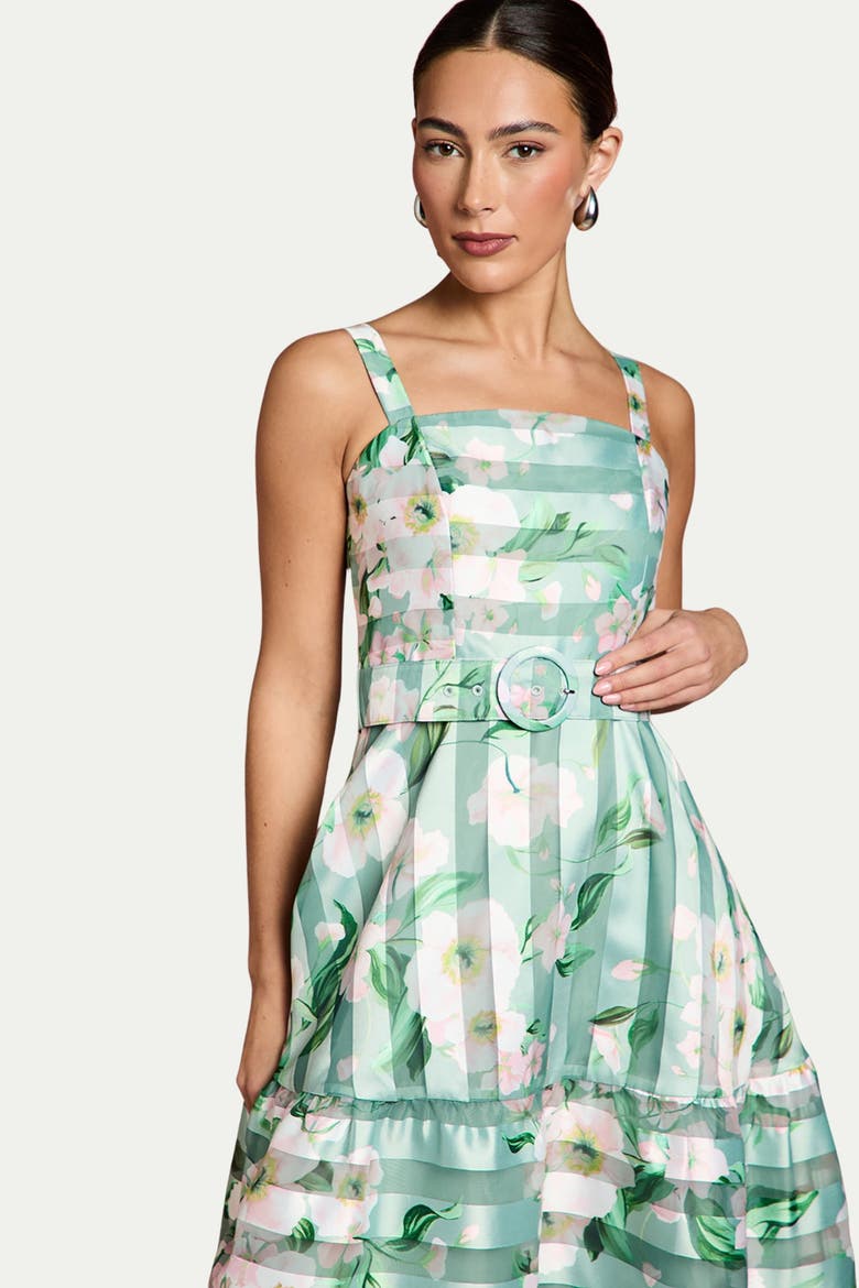 Burnout Organza Midi Dress, Alternate, color, Sage