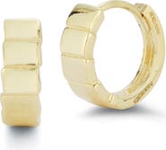 Ember Fine Jewelry <p>14K Gold Tile Huggie Hoop Earrings</p>