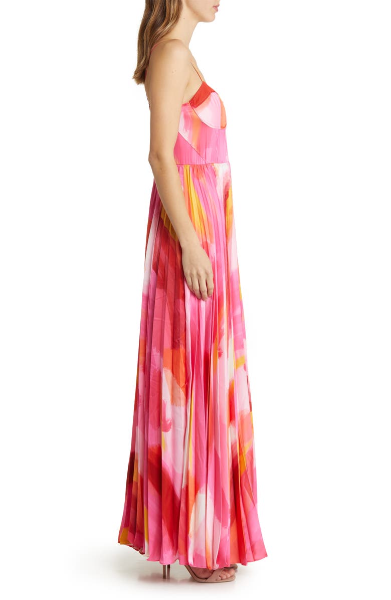 Hutch Mali Bustier Pleated Satin Gown, Alternate, color,