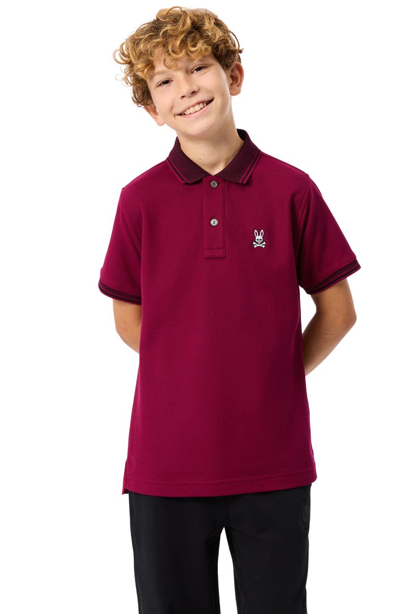 Psycho Bunny Kids' Bradford Cotton Polo, Alternate, color, Crimson