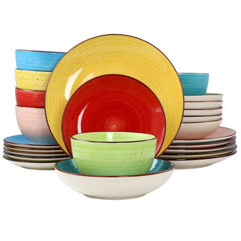 Sebastian 24 Piece Double Bowl Stoneware Dinnerware Set