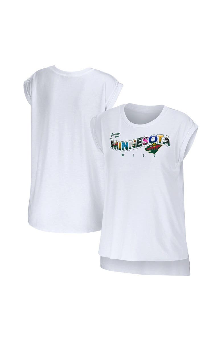 WEAR by Erin Andrews Women's WEAR by Erin Andrews White Minnesota Wild Greetings From Muscle T-Shirt, Main, color, White