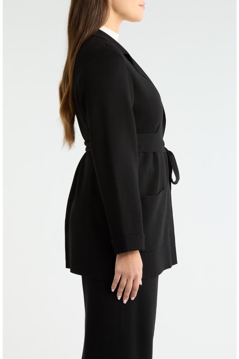 Tie Waist Cardigan, Alternate, color, BLACK