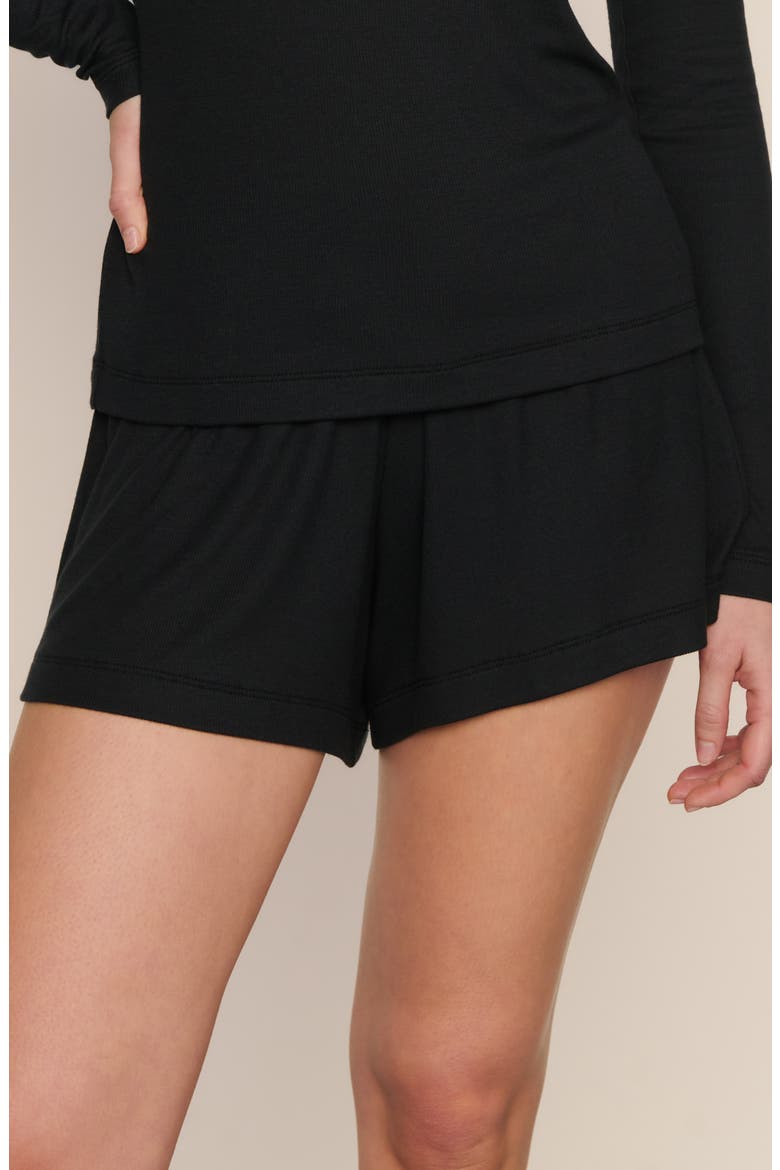 Dream Rib Drawstring Shorts, Main, color, BLACK