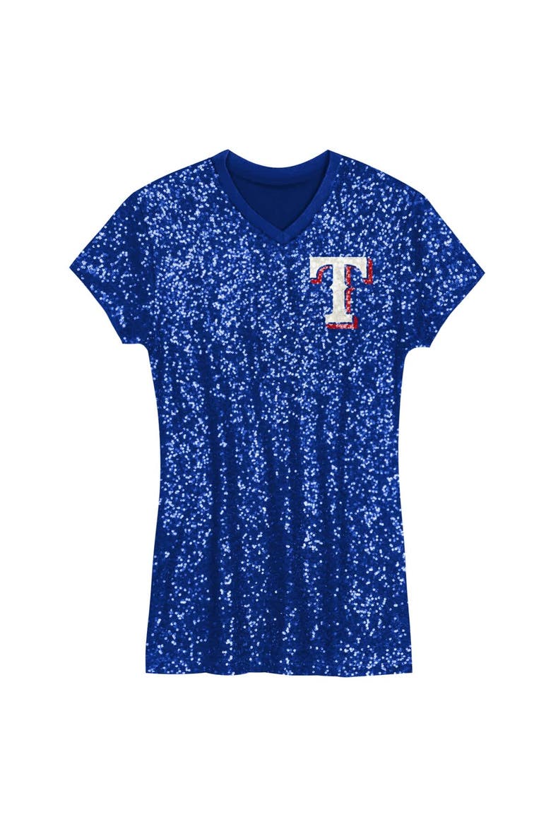 Girls Preschool  Royal Texas Rangers Sequin V-Neck Dress, Alternate, color, Royal