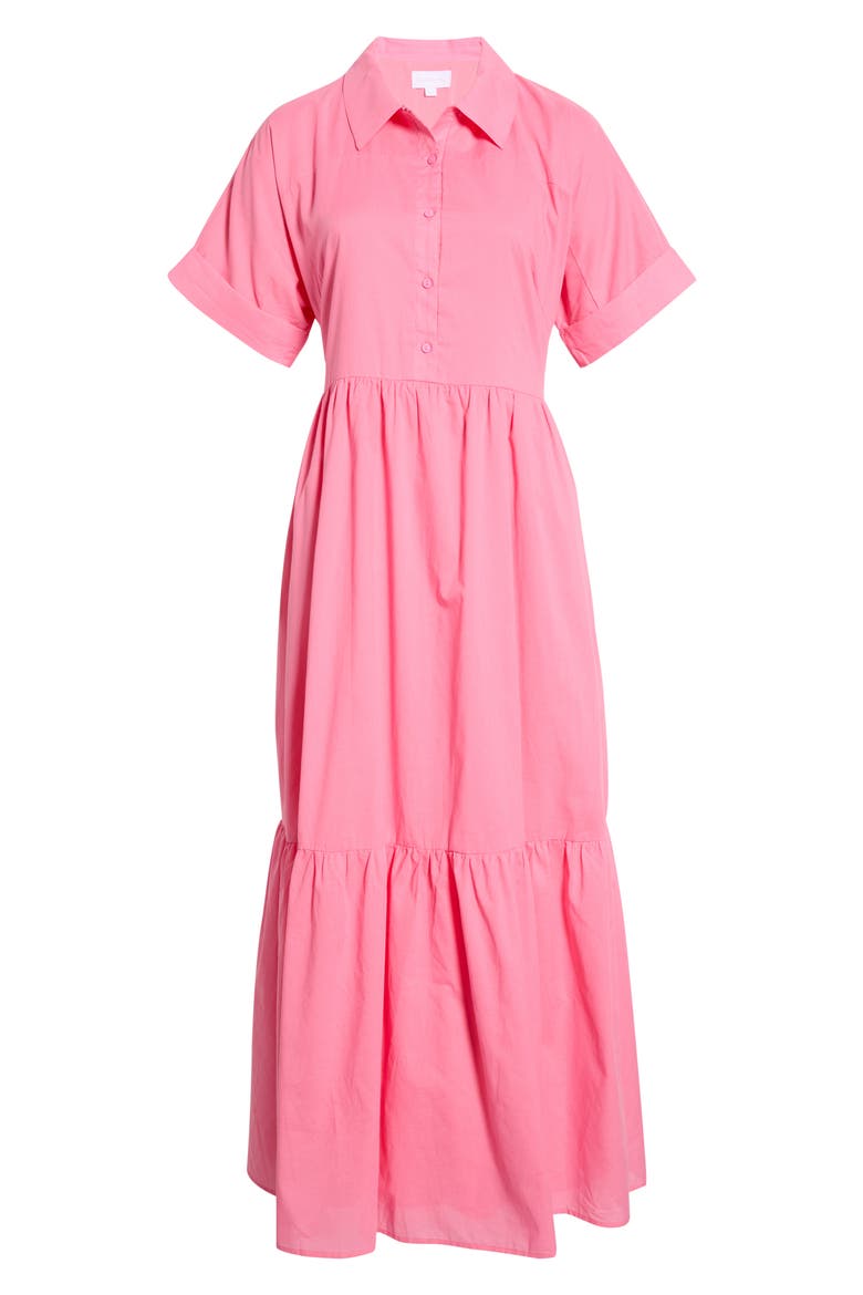Astera Tiered Maxi Shirtdress, Alternate, color, PINK