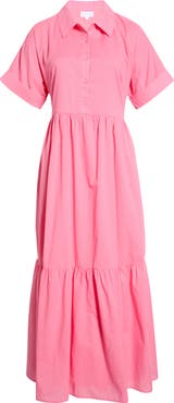 SUGARLIPS Astera Tiered Maxi Shirtdress