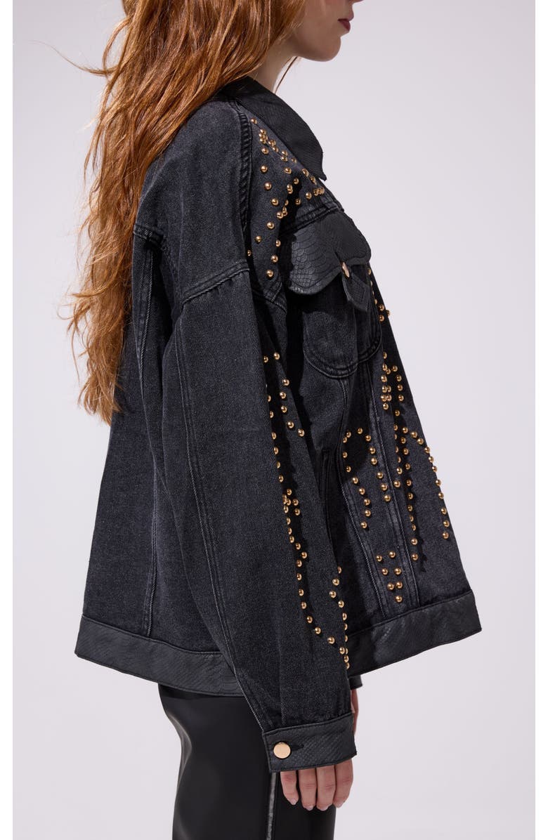 AZALEA WANG Ricki Denim Jacket, Alternate, color, Black