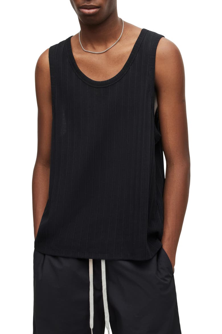 Madison Pointelle Knit Tank, Main, color, JET BLACK
