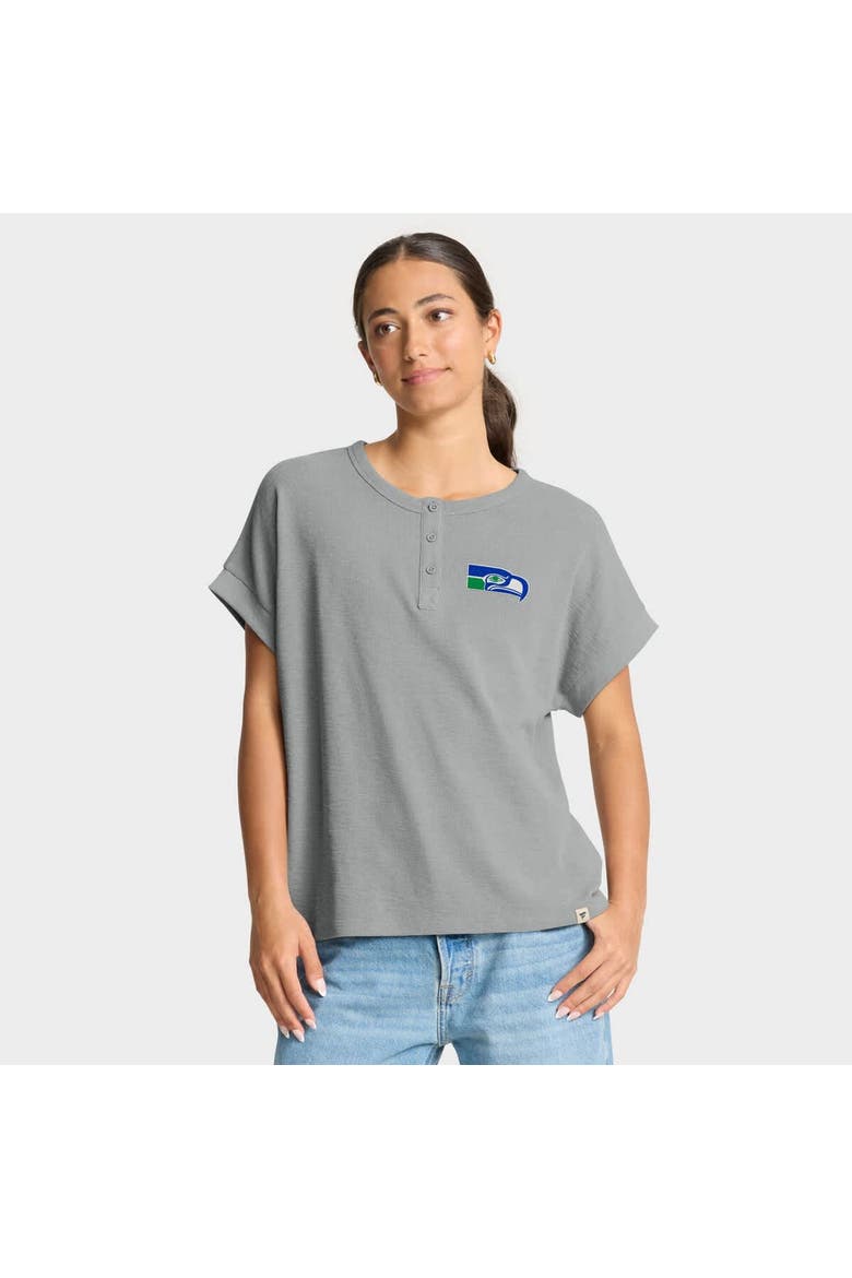 Women's Fanatics Heather Gray Seattle Seahawks Oversized Hometown Premium Henley Shirt, Main, color, Heather Gray
