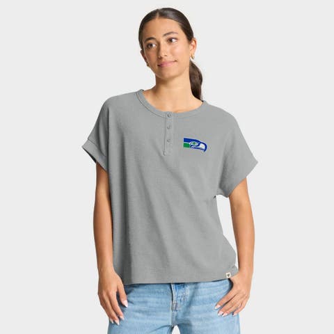 Women's Fanatics Heather Gray Seattle Seahawks Oversized Hometown Premium Henley Shirt