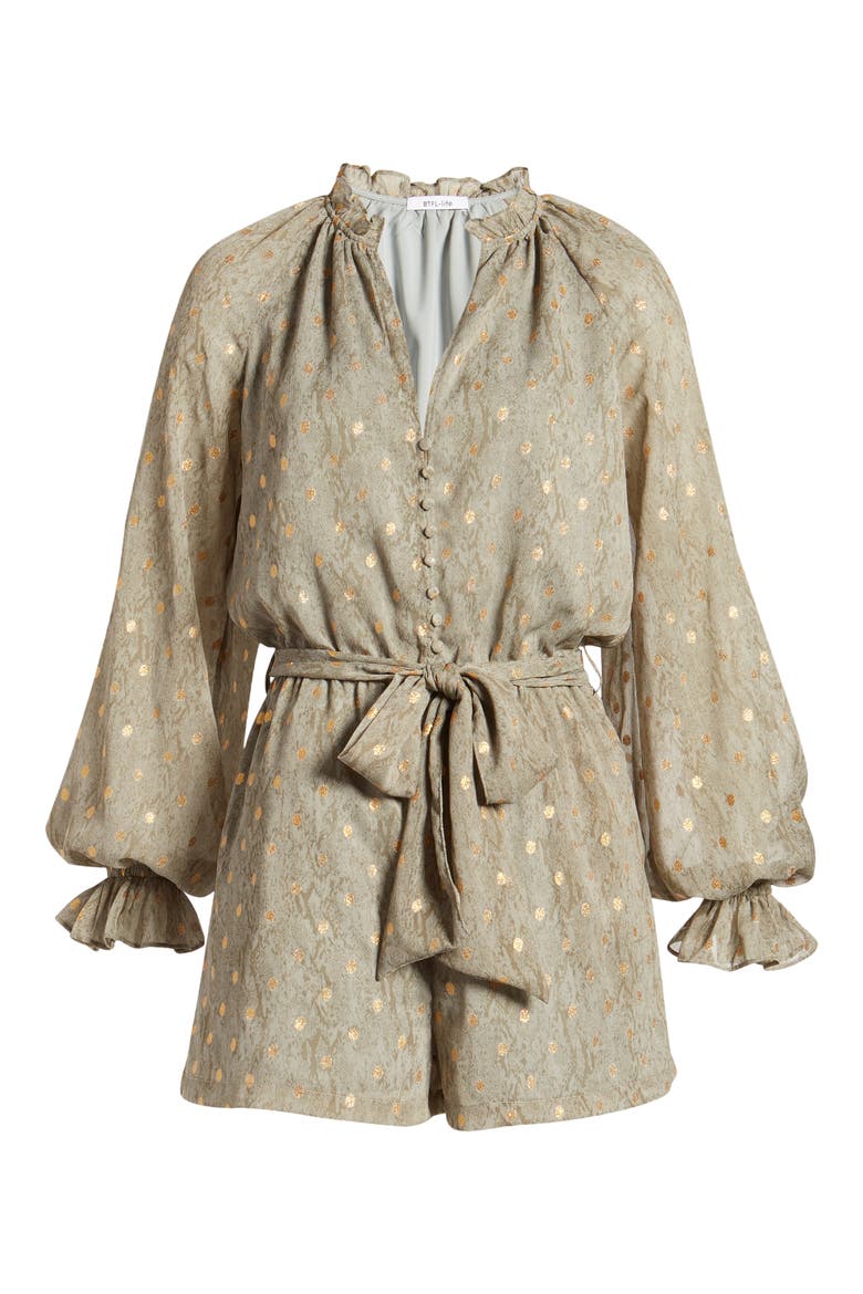 Snake Print Long Sleeve Romper, Alternate, color, OLIVE