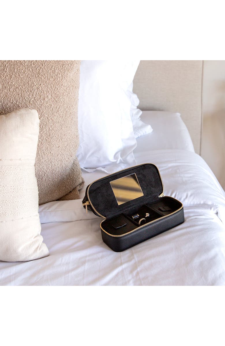 Youzey Jetsetter - The Curved Cosmetic Bag with Jewelry Organizer, Alternate, color, Black