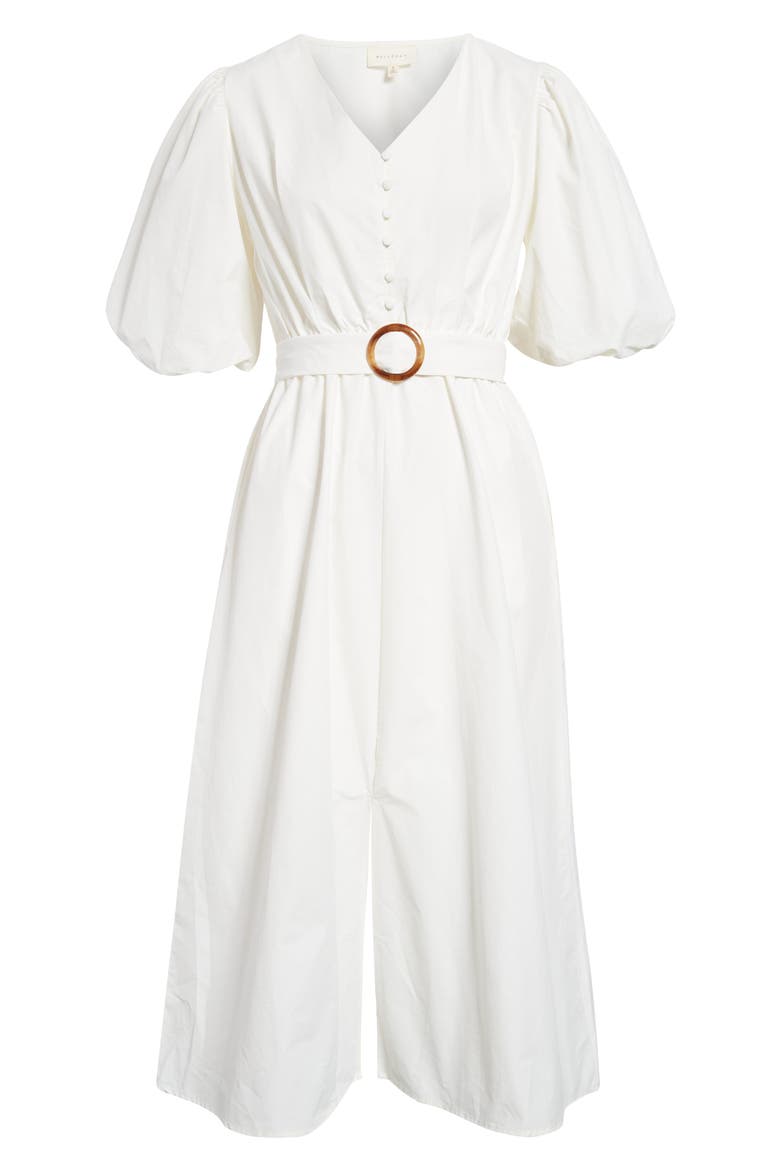 Balloon Sleeve Midi Dress, Alternate, color, WHITE