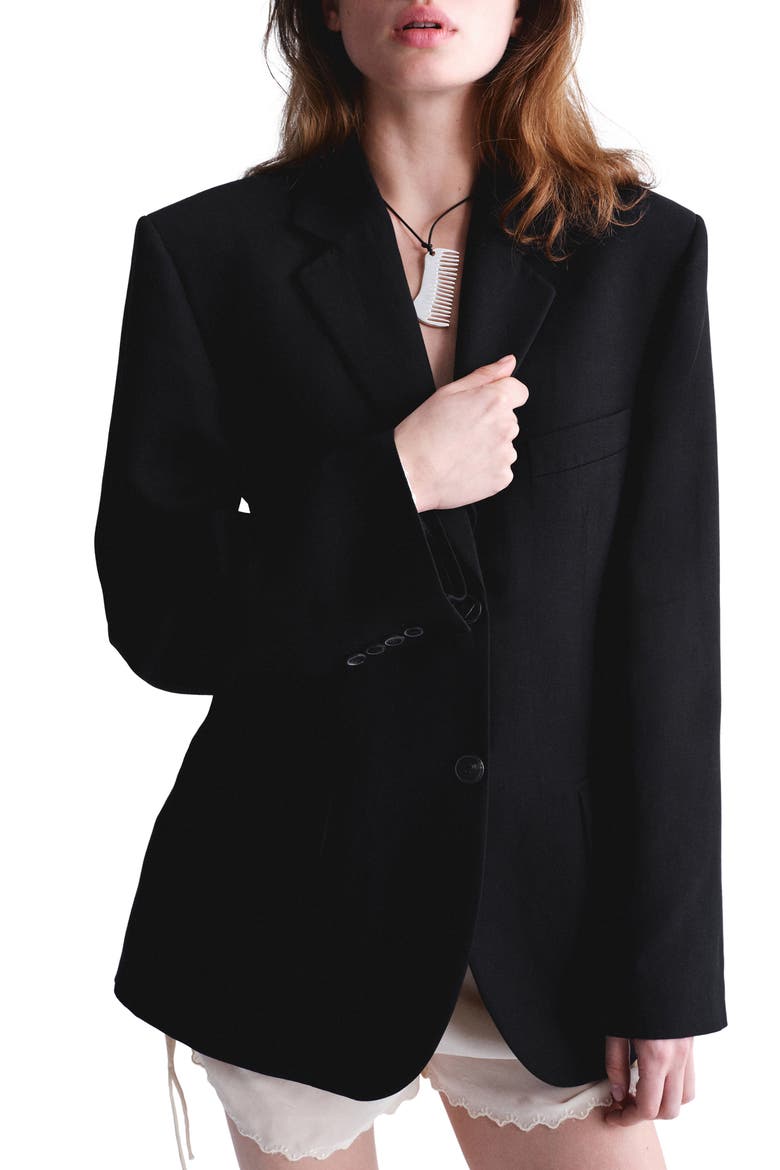 Two-Button Blazer, Main, color, BLACK