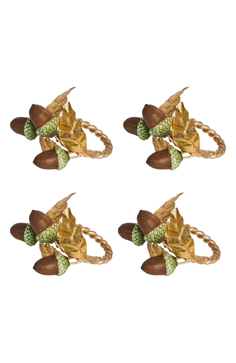 Juliska Forest Walk Acorns Set of 4 Napkin Rings, Main, color, Multi