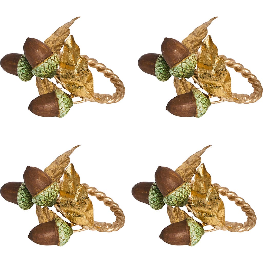 Juliska Forest Walk Acorns Set Of 4 Napkin Rings In Multi