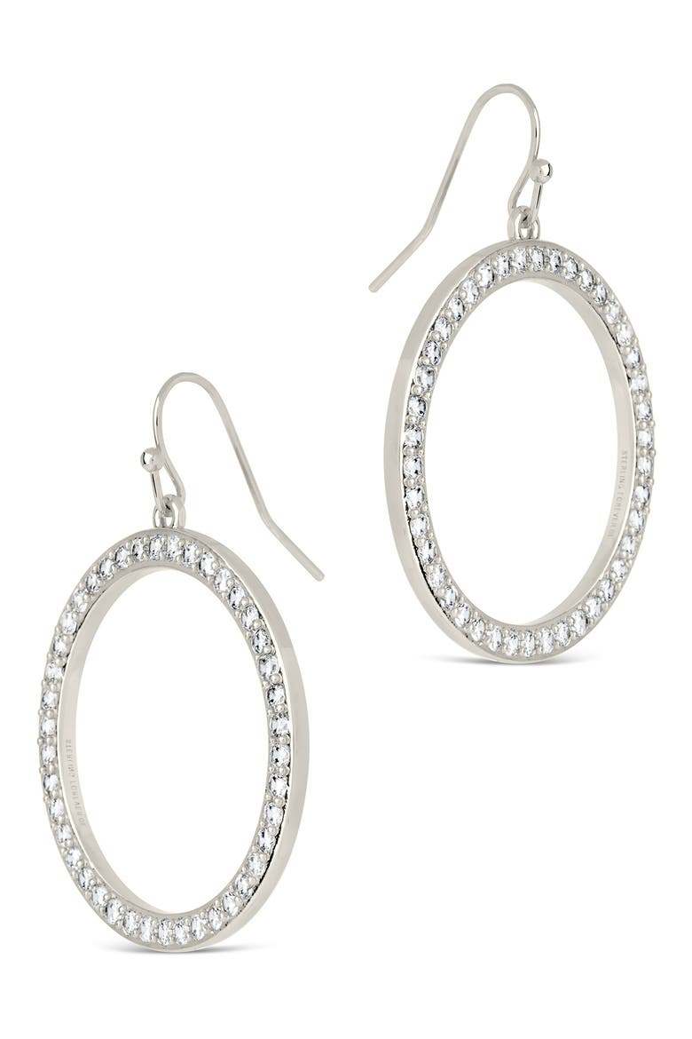 Della Cubic Zirconia Circle Drop Earrings, Alternate, color, SILVER