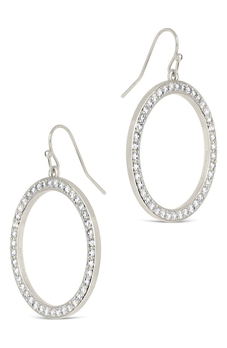 Sterling Forever Della Cubic Zirconia Circle Drop Earrings, Alternate, color, Silver