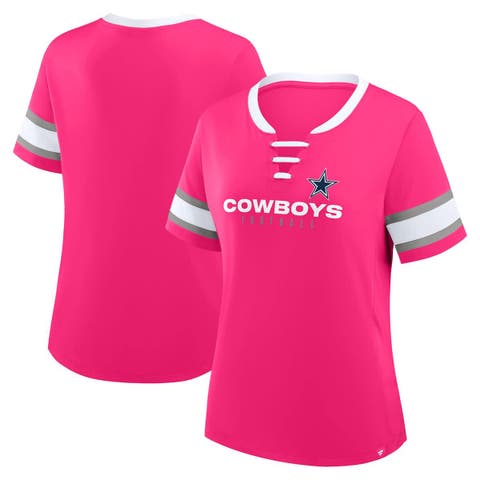 Women's Fanatics Pink Dallas Cowboys Redzone Draw Play Athena Lace-Up T-Shirt