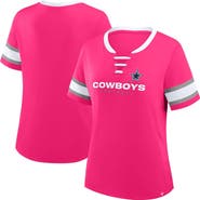 FANATICS Women's Fanatics Pink Dallas Cowboys Redzone Draw Play Athena Lace-Up T-Shirt